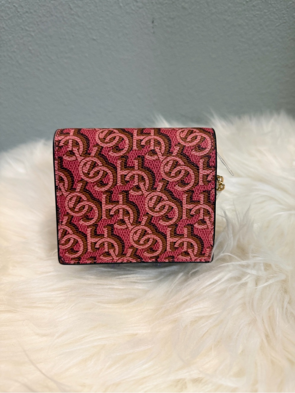 Coach Pink Monogram Compact Wallet